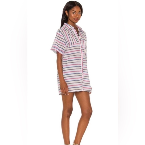 Lovers + Friends Striped Short Sleeve Button Down Camp Dress - XS - Picture 2 of 11